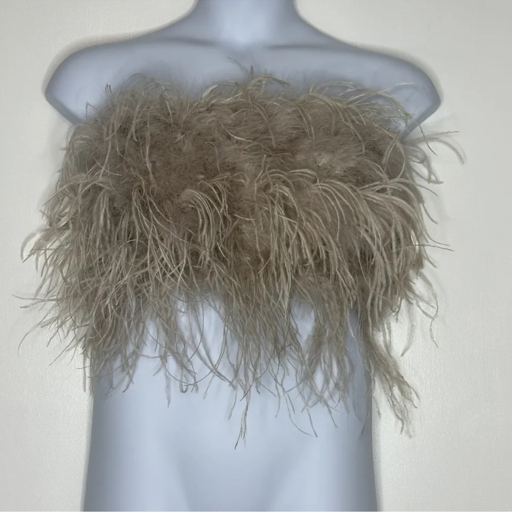 Lamarque Zaina Feather Crop Top Size: Large Dusty Rose New With Tags - Picture 2 of 6